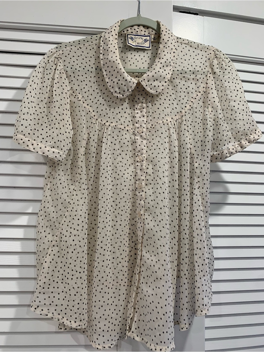 Two of Us polka dots Peter Pan collar 70’s rockabilly boho size medium romantic